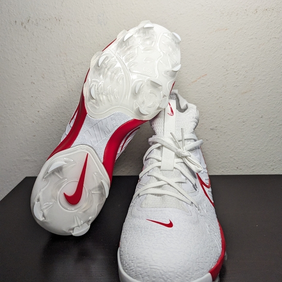 Nike Mens Sizes Alpha Huarache NXT MCS White University Red Baseball Cleat - Picture 7 of 7